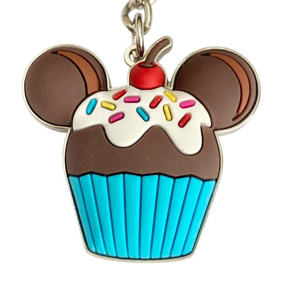 Disney Mickey Mouse Cupcake Snack Keychain Keyring Bag Purse Charm Zipper Pull - Picture 2 of 8